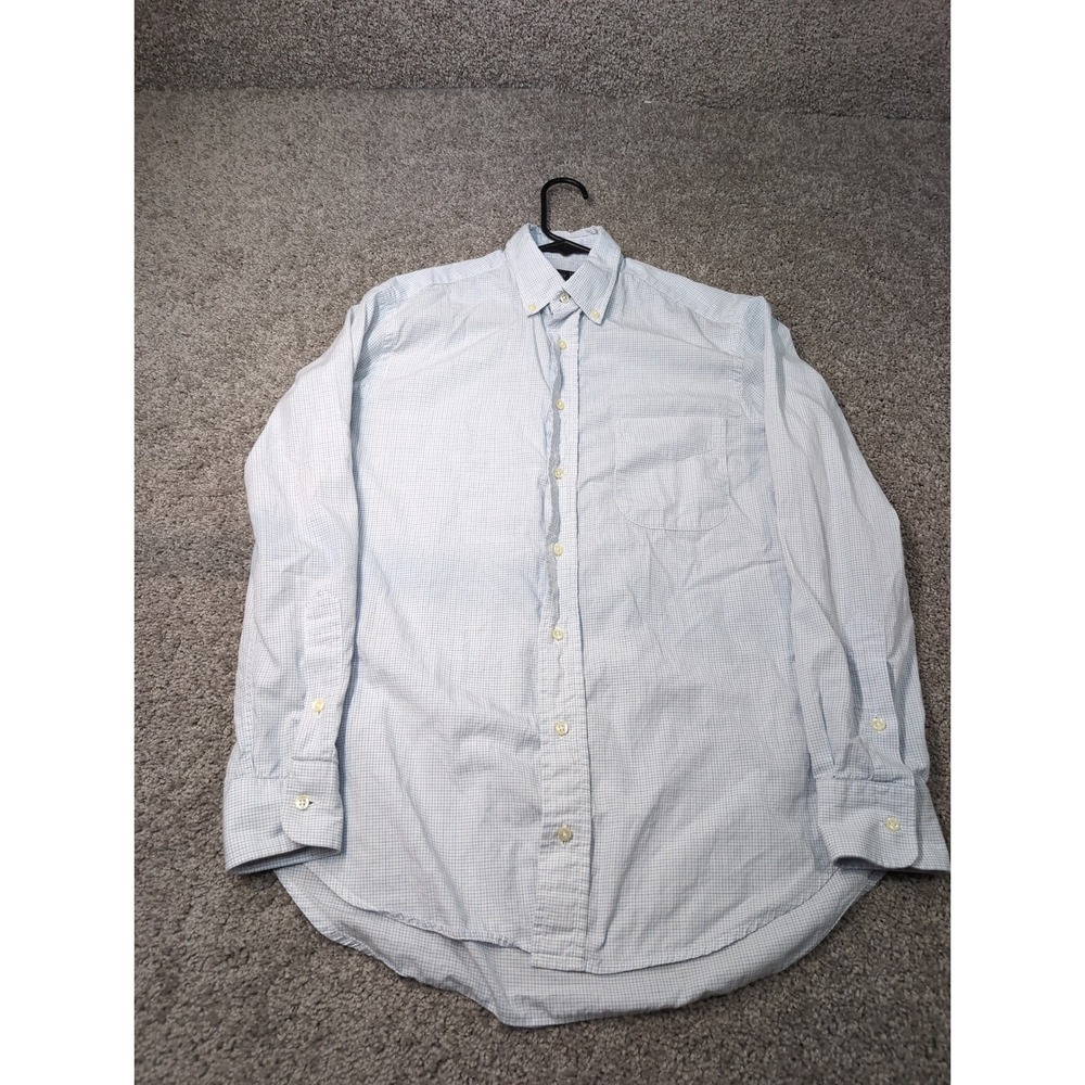 Gitman Brothers Slim Fit Oxford Button Down‎ Shirt Mens 15 1/2 R Blue Gingham